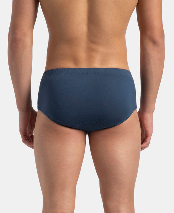 Super Combed Cotton Solid Brief with Ultrasoft Concealed Waistband - Dark Denim (Pack of 3)