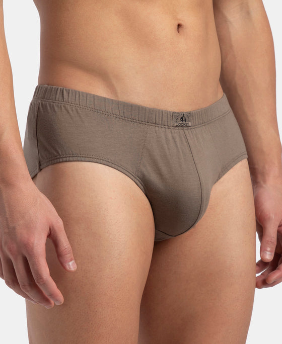 Super Combed Cotton Solid Brief with Ultrasoft Concealed Waistband - Dark Khaki