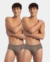Super Combed Cotton Solid Brief with Ultrasoft Concealed Waistband - Dark Khaki (Pack of 2)