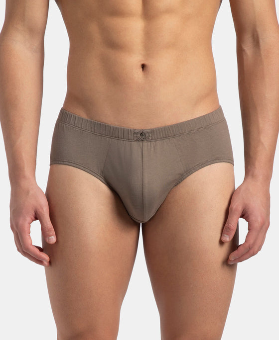 Super Combed Cotton Solid Brief with Ultrasoft Concealed Waistband - Dark Khaki (Pack of 3)