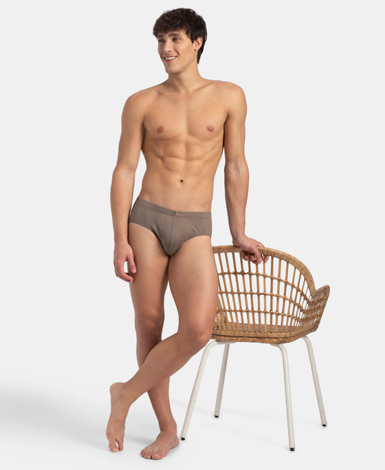 Super Combed Cotton Solid Brief with Ultrasoft Concealed Waistband - Dark Khaki