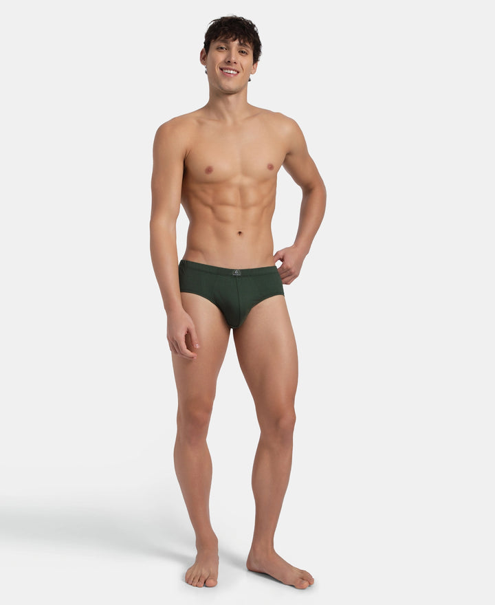 Super Combed Cotton Solid Brief with Ultrasoft Concealed Waistband - Deep Forest