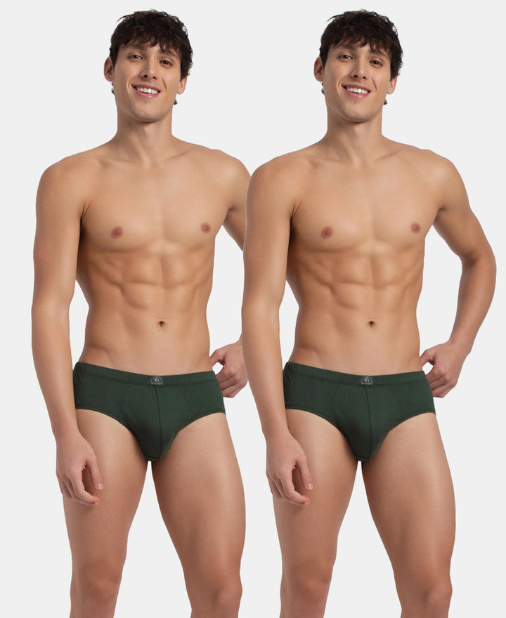 Super Combed Cotton Solid Brief with Ultrasoft Concealed Waistband - Deep Forest (Pack of 2)
