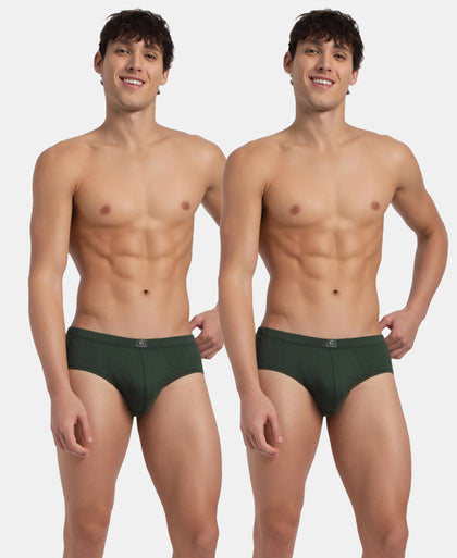 Super Combed Cotton Solid Brief with Ultrasoft Concealed Waistband - Deep Forest (Pack of 2)
