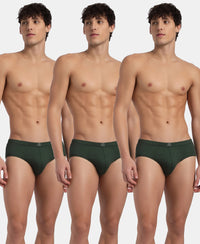 Super Combed Cotton Solid Brief with Ultrasoft Concealed Waistband - Deep Forest (Pack of 3)