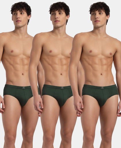 Super Combed Cotton Solid Brief with Ultrasoft Concealed Waistband - Deep Forest (Pack of 3)