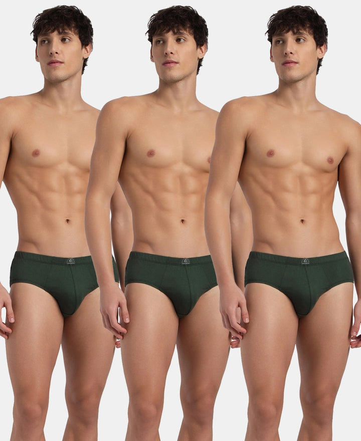 Super Combed Cotton Solid Brief with Ultrasoft Concealed Waistband - Deep Forest (Pack of 3)