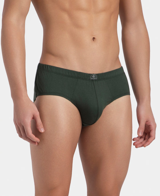 Super Combed Cotton Solid Brief with Ultrasoft Concealed Waistband - Deep Forest