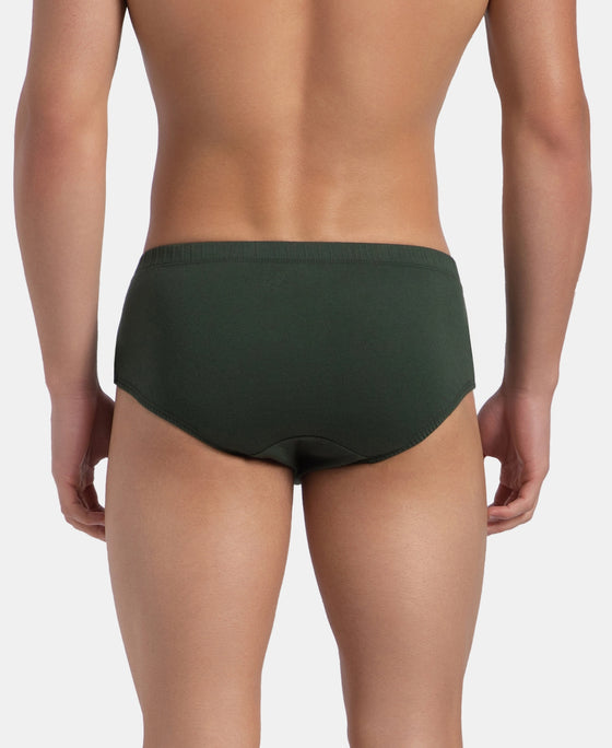 Super Combed Cotton Solid Brief with Ultrasoft Concealed Waistband - Deep Forest (Pack of 3)