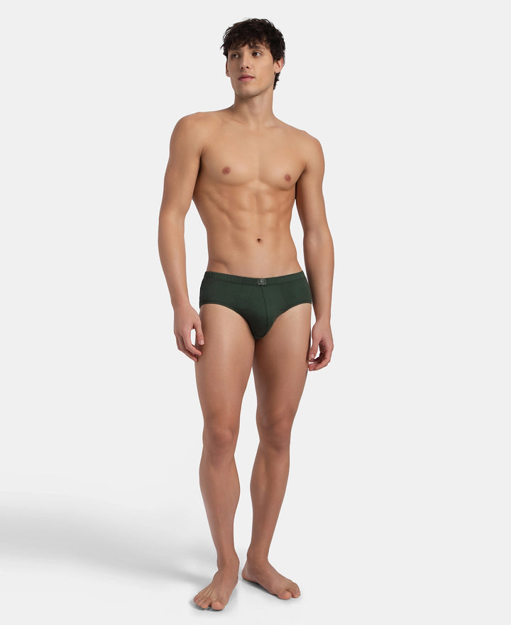Super Combed Cotton Solid Brief with Ultrasoft Concealed Waistband - Deep Forest (Pack of 3)