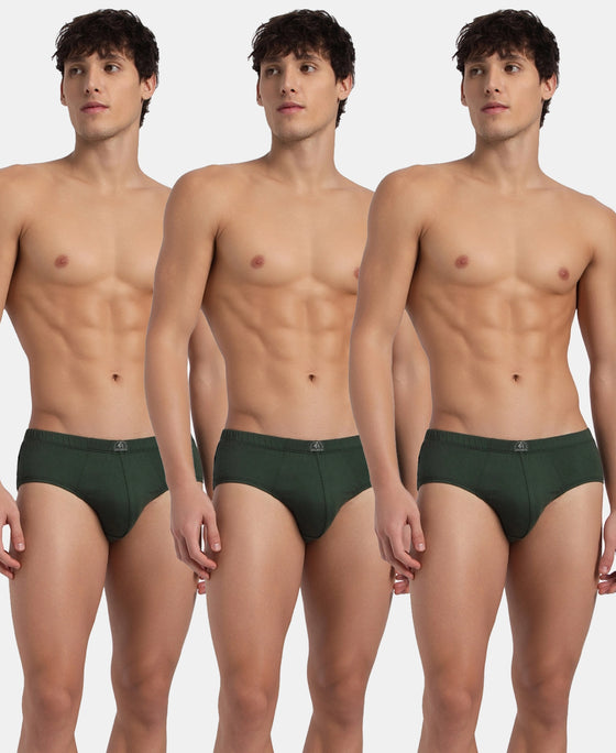 Super Combed Cotton Solid Brief with Ultrasoft Concealed Waistband - Deep Forest (Pack of 3)