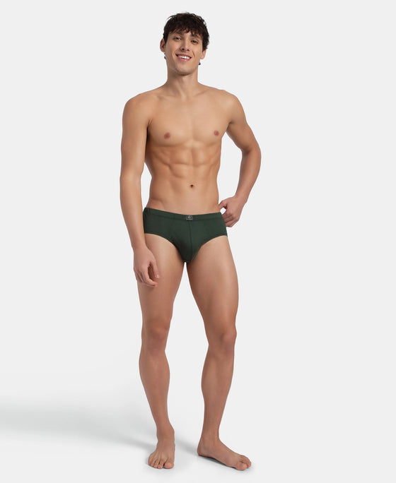 Super Combed Cotton Solid Brief with Ultrasoft Concealed Waistband - Deep Forest (Pack of 3)