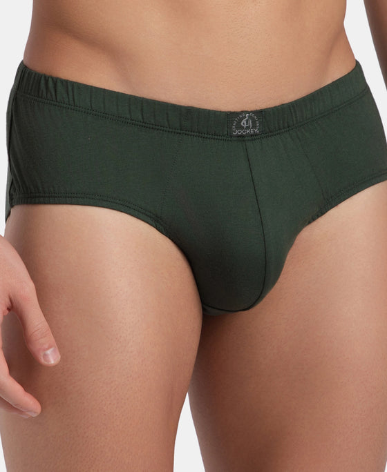 Super Combed Cotton Solid Brief with Ultrasoft Concealed Waistband - Deep Forest