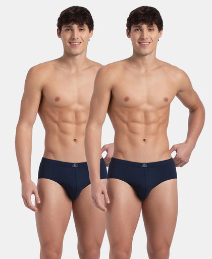 Super Combed Cotton Solid Brief with Ultrasoft Concealed Waistband - Deep Navy (Pack of 2)
