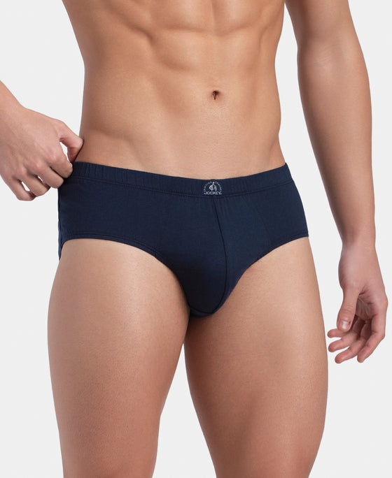 Super Combed Cotton Solid Brief with Ultrasoft Concealed Waistband - Deep Navy (Pack of 3)