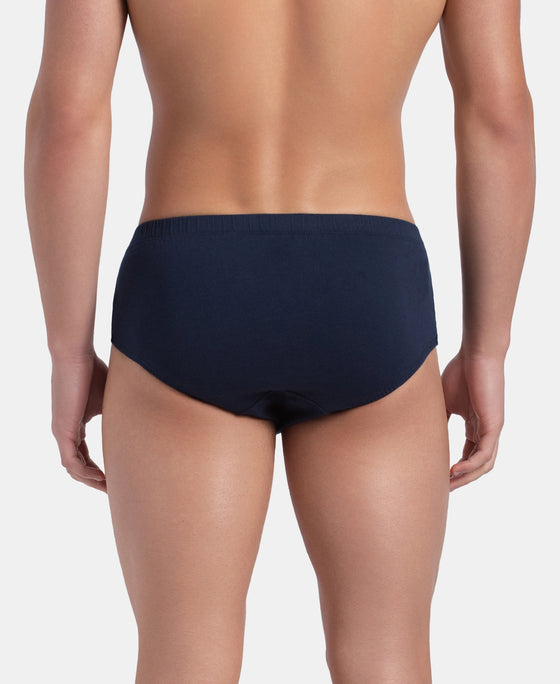 Super Combed Cotton Solid Brief with Ultrasoft Concealed Waistband - Deep Navy (Pack of 3)