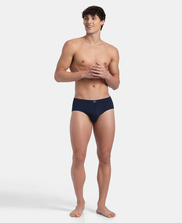 Super Combed Cotton Solid Brief with Ultrasoft Concealed Waistband - Deep Navy (Pack of 3)