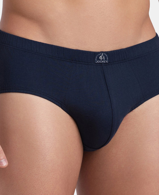 Super Combed Cotton Solid Brief with Ultrasoft Concealed Waistband - Deep Navy (Pack of 3)