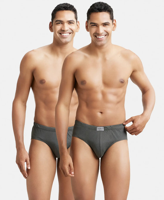 Super Combed Cotton Solid Brief with Ultrasoft Concealed Waistband - Deep Olive (Pack of 2)