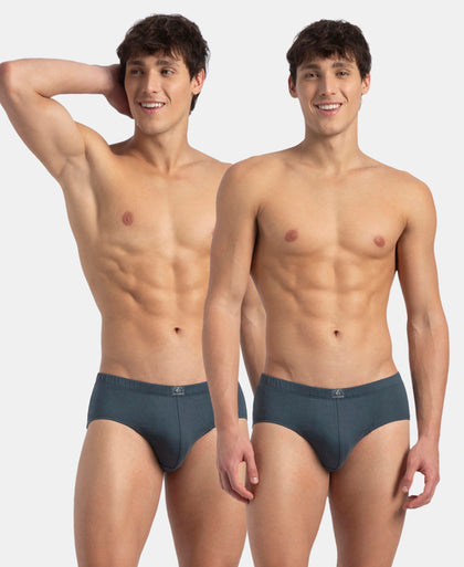 Super Combed Cotton Solid Brief with Ultrasoft Concealed Waistband - Deep Slate (Pack of 2)