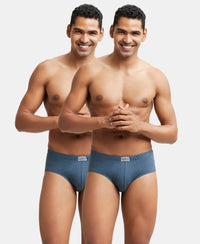 Super Combed Cotton Solid Brief with Ultrasoft Concealed Waistband - Deep Slate (Pack of 2)