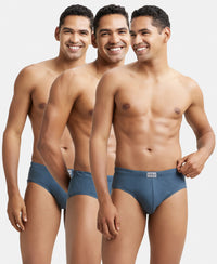 Super Combed Cotton Solid Brief with Ultrasoft Concealed Waistband - Deep Slate (Pack of 3)
