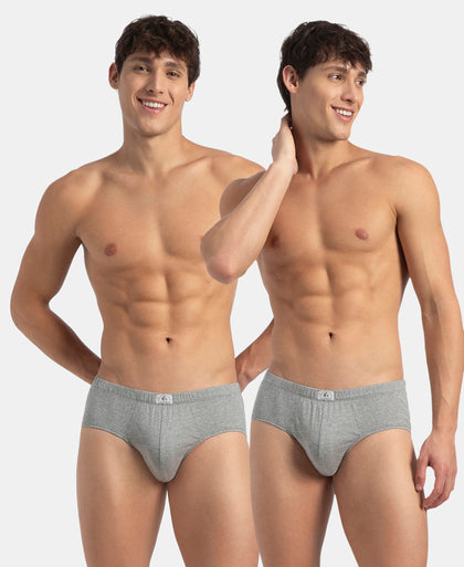 Super Combed Cotton Solid Brief with Ultrasoft Concealed Waistband - Grey Melange (Pack of 2)