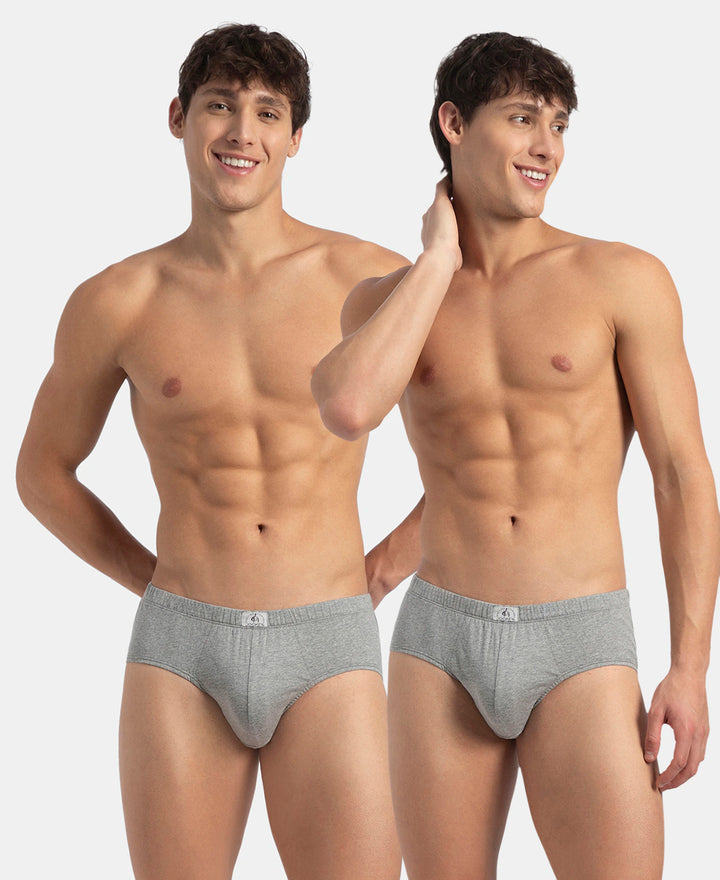 Super Combed Cotton Solid Brief with Ultrasoft Concealed Waistband - Grey Melange (Pack of 2)