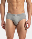 Super Combed Cotton Solid Brief with Ultrasoft Concealed Waistband - Grey Melange