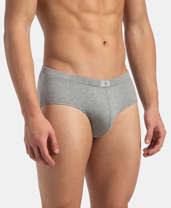 Super Combed Cotton Solid Brief with Ultrasoft Concealed Waistband - Grey Melange (Pack of 3)