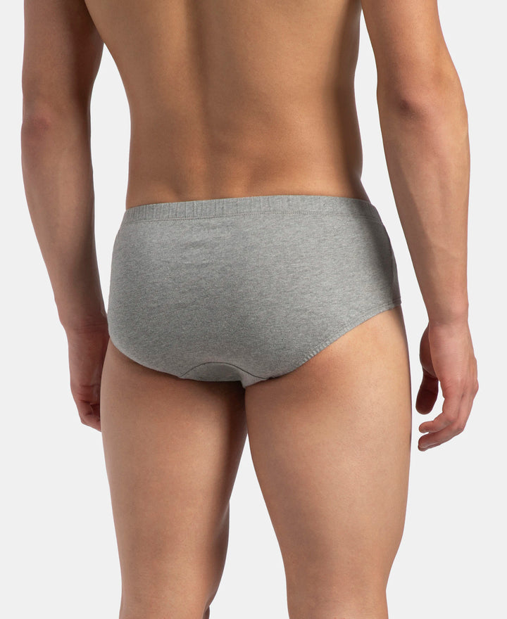 Super Combed Cotton Solid Brief with Ultrasoft Concealed Waistband - Grey Melange (Pack of 3)
