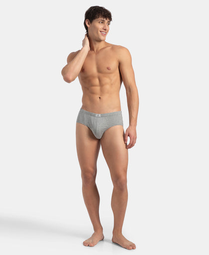 Super Combed Cotton Solid Brief with Ultrasoft Concealed Waistband - Grey Melange