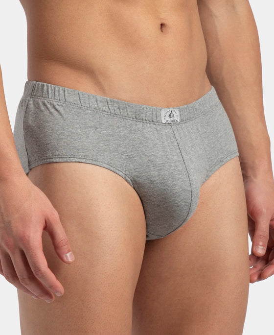 Super Combed Cotton Solid Brief with Ultrasoft Concealed Waistband - Grey Melange (Pack of 3)
