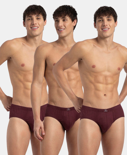Super Combed Cotton Solid Brief with Ultrasoft Concealed Waistband - Port Royale (Pack of 3)