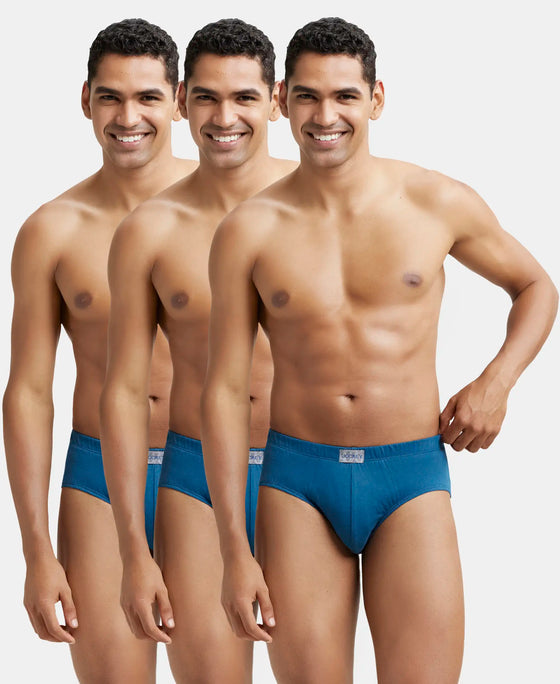 Super Combed Cotton Solid Brief with Ultrasoft Concealed Waistband - Seaport Teal (Pack of 3)