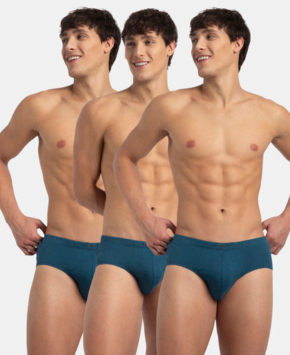 Super Combed Cotton Solid Brief with Ultrasoft Concealed Waistband - Seaport Teal (Pack of 3)