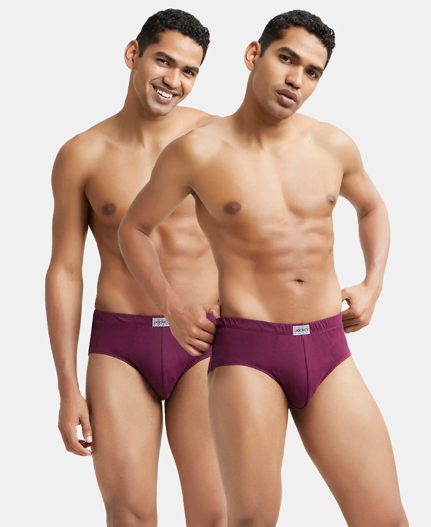 Super Combed Cotton Solid Brief with Ultrasoft Concealed Waistband - Wine Tasting (Pack of 2)