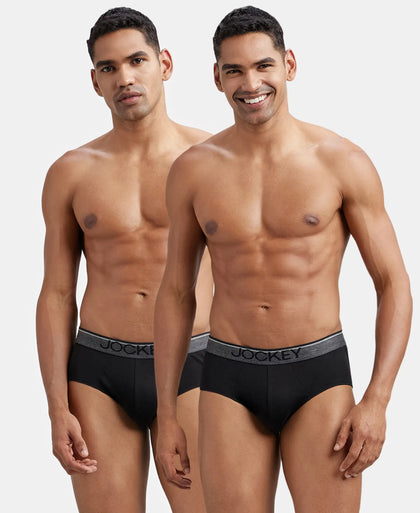 Super Combed Cotton Solid Brief with Ultrasoft Waistband - Black (Pack of 2)