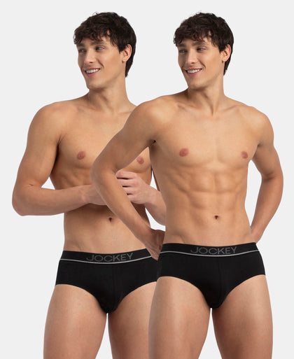 Super Combed Cotton Solid Brief with Ultrasoft Waistband - Black (Pack of 2)