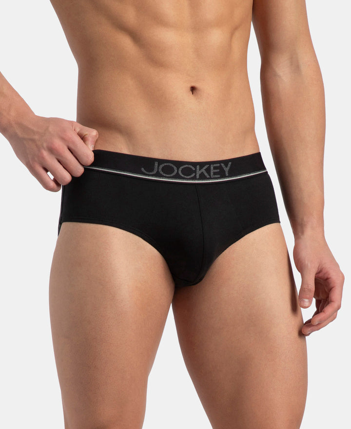 Super Combed Cotton Solid Brief with Ultrasoft Waistband - Black