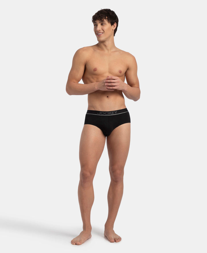 Super Combed Cotton Solid Brief with Ultrasoft Waistband - Black