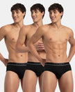 Super Combed Cotton Solid Brief with Ultrasoft Waistband - Black (Pack of 3)