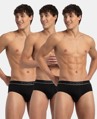 Super Combed Cotton Solid Brief with Ultrasoft Waistband - Black (Pack of 3)