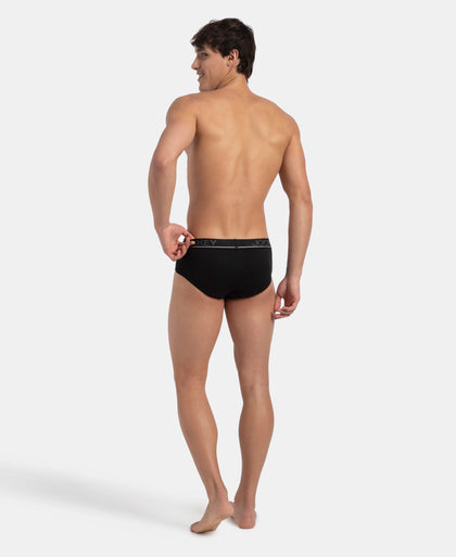 Super Combed Cotton Solid Brief with Ultrasoft Waistband - Black