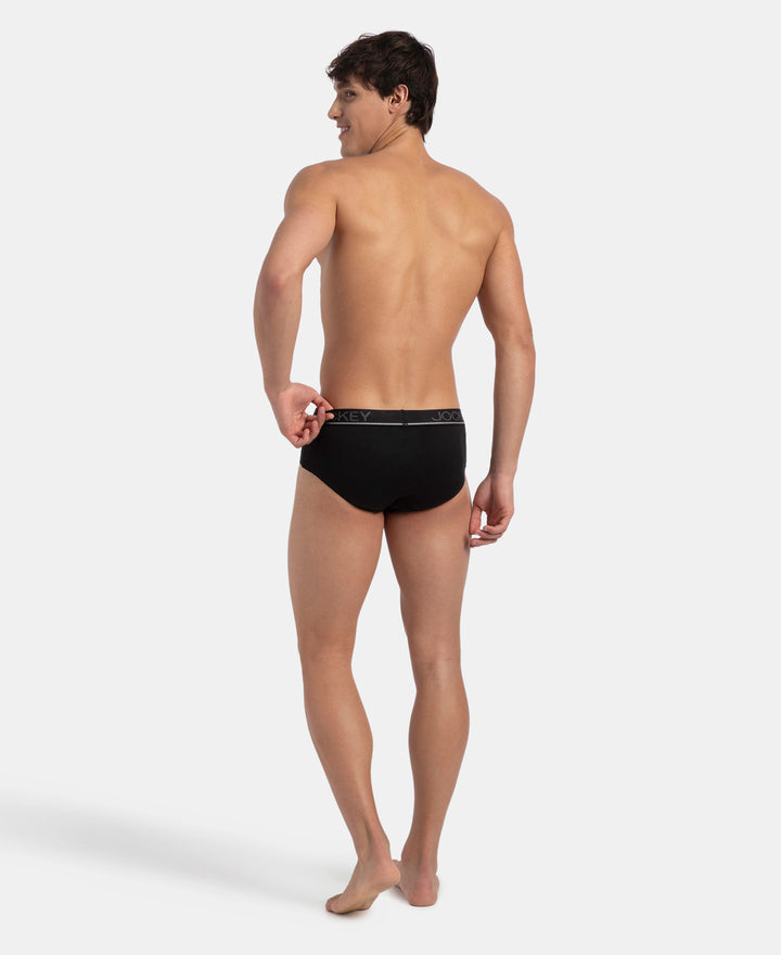 Super Combed Cotton Solid Brief with Ultrasoft Waistband - Black