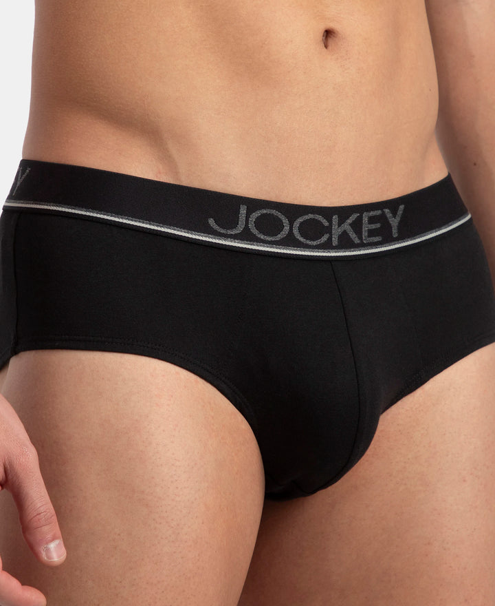 Super Combed Cotton Solid Brief with Ultrasoft Waistband - Black (Pack of 3)