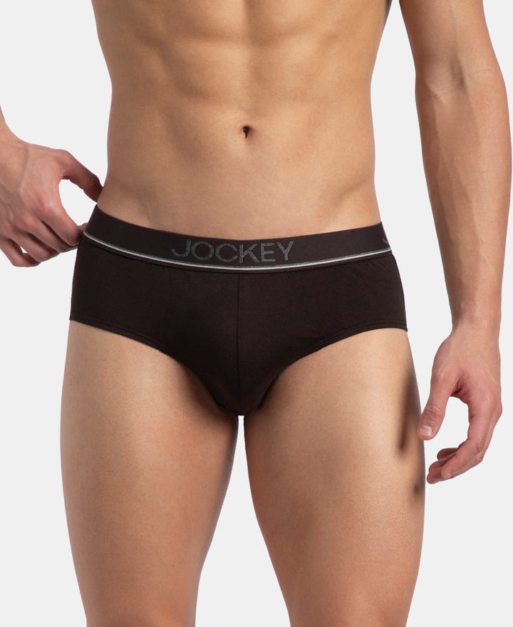 Super Combed Cotton Solid Brief with Ultrasoft Waistband - Brown