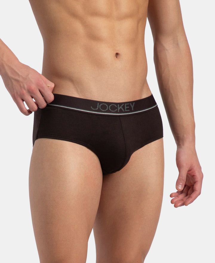 Super Combed Cotton Solid Brief with Ultrasoft Waistband - Brown