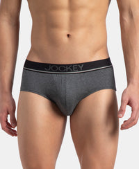 Super Combed Cotton Solid Brief with Ultrasoft Waistband - Charcoal Melange (Pack of 2)