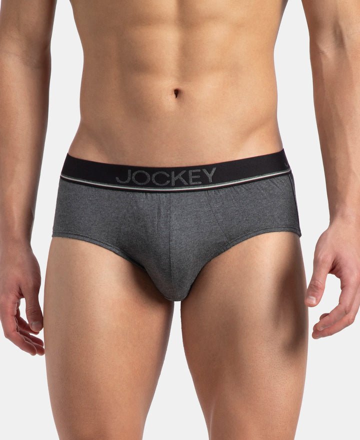 Super Combed Cotton Solid Brief with Ultrasoft Waistband - Charcoal Melange (Pack of 2)
